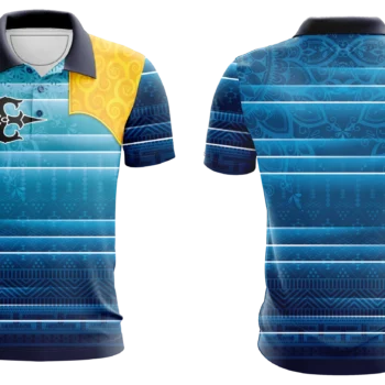 Blue Mandala Stripe Polo Shirt