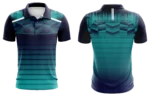 Teal Gradient Striped Polo Shirt