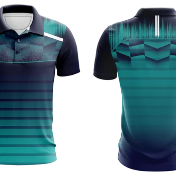 Teal Gradient Striped Polo Shirt